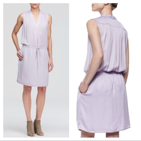 Vince Sleeveless Lavender Satin Dress with Pockets Women’s Size XS - Picture 6 of 9